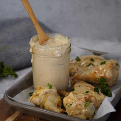 Alabama white Sauce with wings.